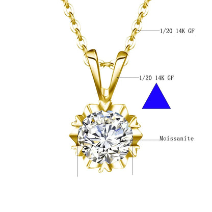 14K Gold Filled GRA Certificate 1-3ct Moissanite Snowflake Pendant 925 Silver Solitaire Necklace For Her Everyday Wear Jewellry