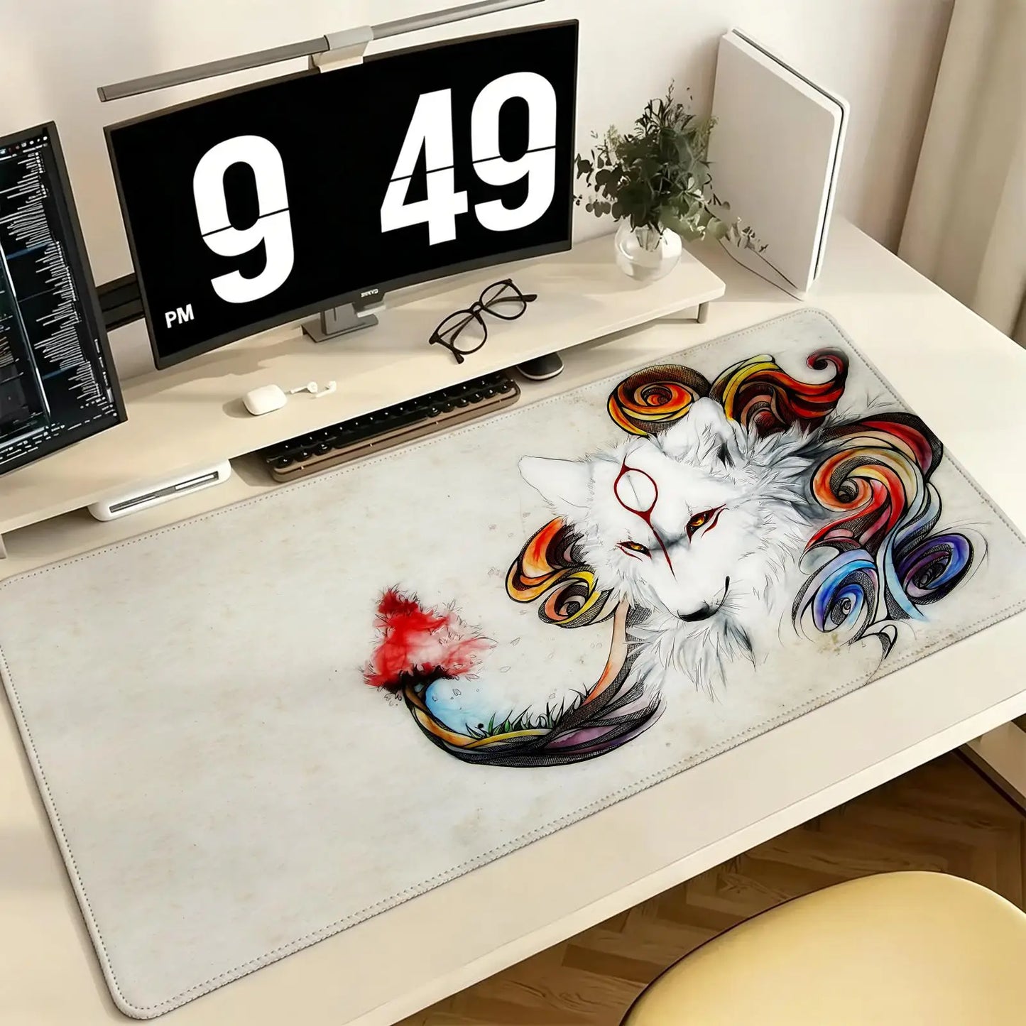 Pro E-Sports XXL Gaming Mousepad Extra Large Non-Slip Stitched Edge Keyboard Laptop Desk Mat For PC Gamer Cartoon Okami
