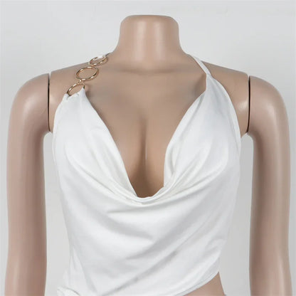Doyerl Halter V-neck Backless One Piece Jumpsuit Women Sexy Hollow Out Sleeveless Night Club Outfits Birthday Rompers Overalls