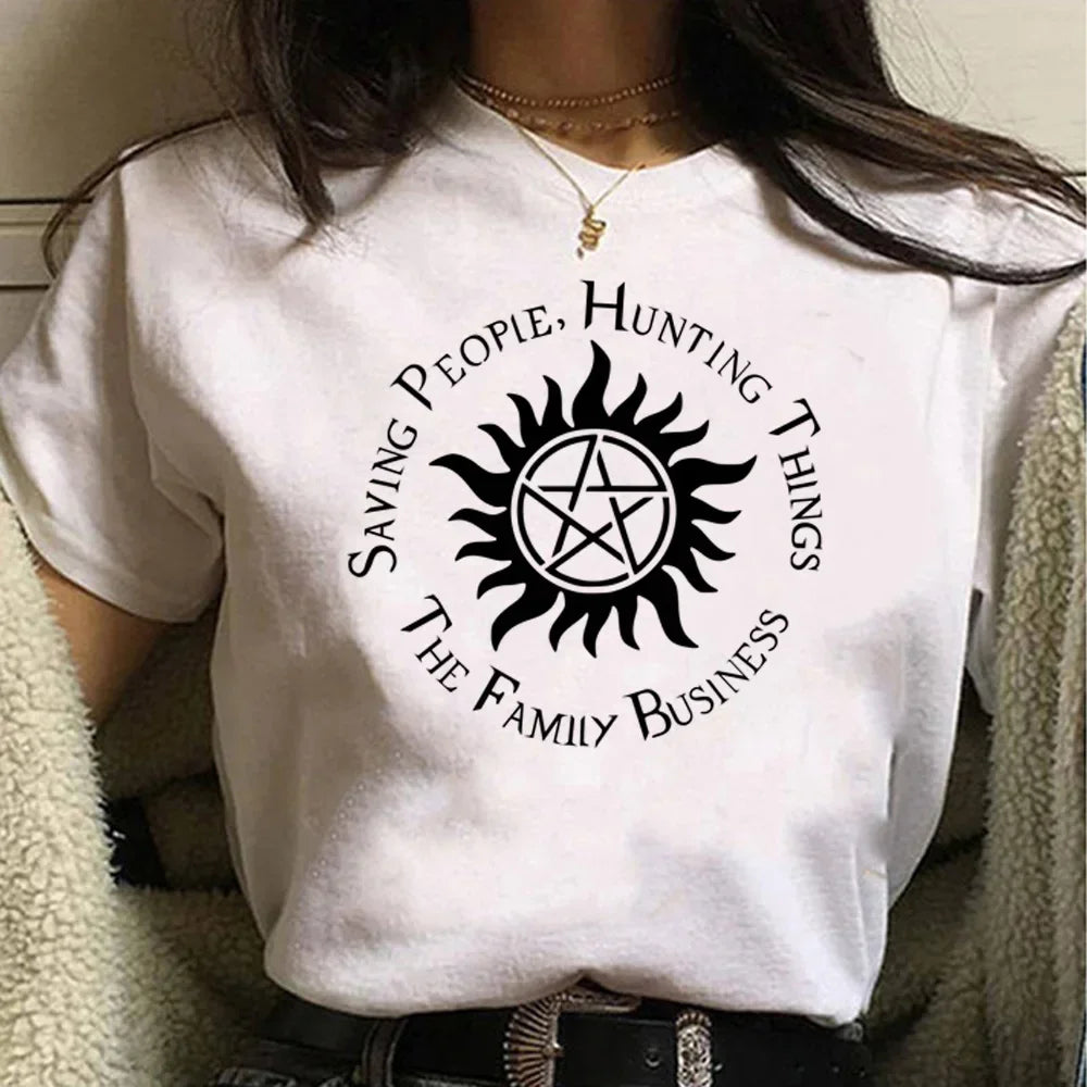 Supernatural tshirt women manga Tee girl 2000s clothing women clothes y2k top my body my choice