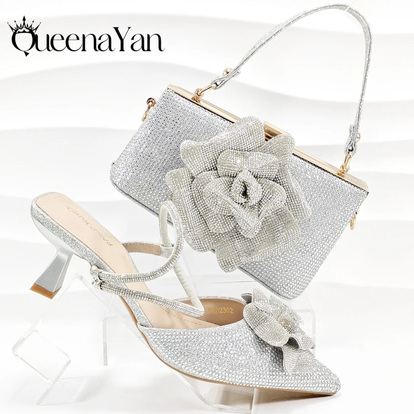 2026 Large Flower Design Shoes & Bag Nigerian Coffee Color Women's Stiletto Shoes For Special Good Time INS Style