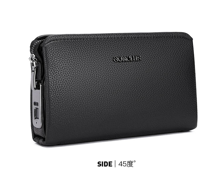 Leather Wallet FL-V1 Men Business Clutch Bag Smart Fingerprint Lock Security Anti Theft Handbag Black Safety Men Wallet сумка 가방