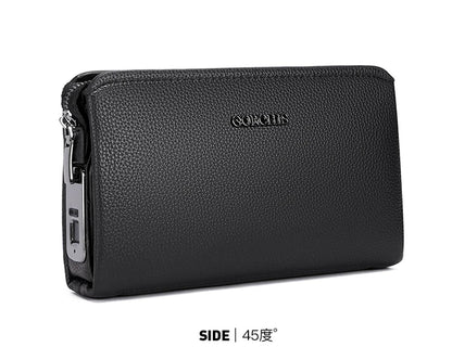 Leather Wallet FL-V1 Men Business Clutch Bag Smart Fingerprint Lock Security Anti Theft Handbag Black Safety Men Wallet сумка 가방