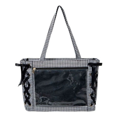 Sweet College Style Ribbon Ita Bag Women Fashion Shoulder Bags Large Capacity Tote Bag For Daily Commuting Transparent Handbag