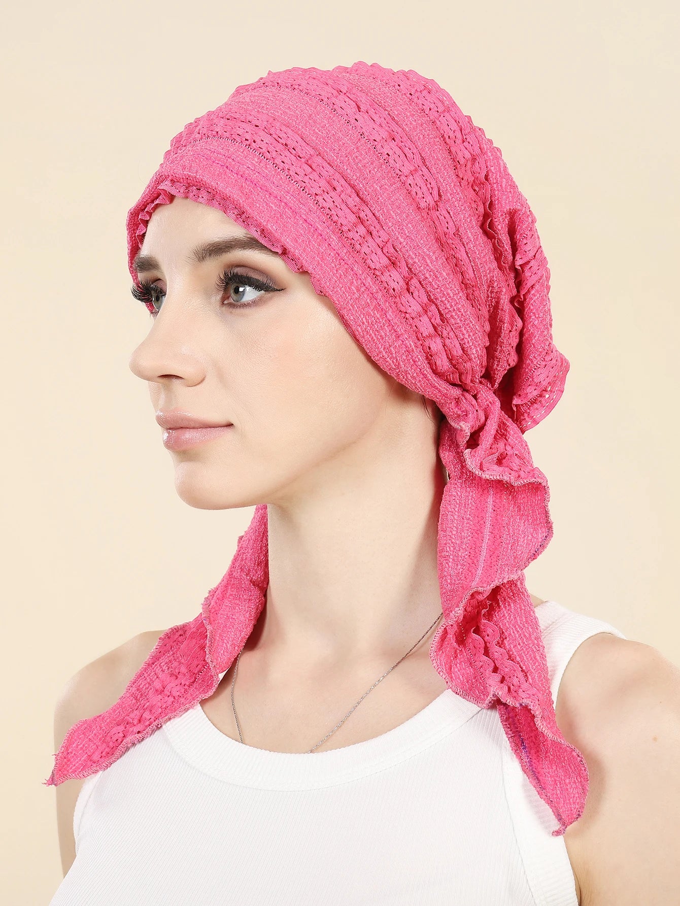 Ramadan Solid Color Turban Hijab Hats Long Tail Head Wraps Soft Elastic Muslim Hats Breathable Chemo Cap For Women Girls