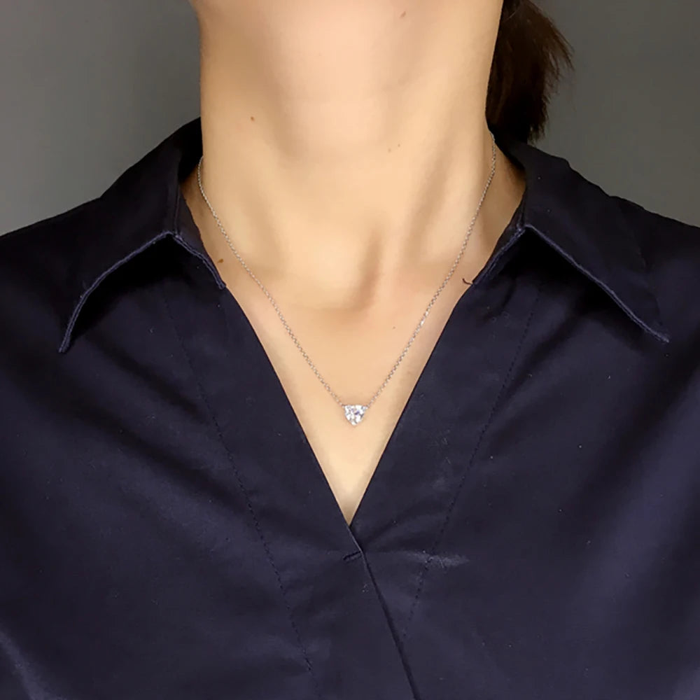 Real 14K Solid Gold Women Pendants Necklaces 1 2 3 4 5 Carat Heart Moissanite Diamond Wedding Party Pendants Necklaces