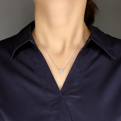 Real 14K Solid Gold Women Pendants Necklaces 1 2 3 4 5 Carat Heart Moissanite Diamond Wedding Party Pendants Necklaces