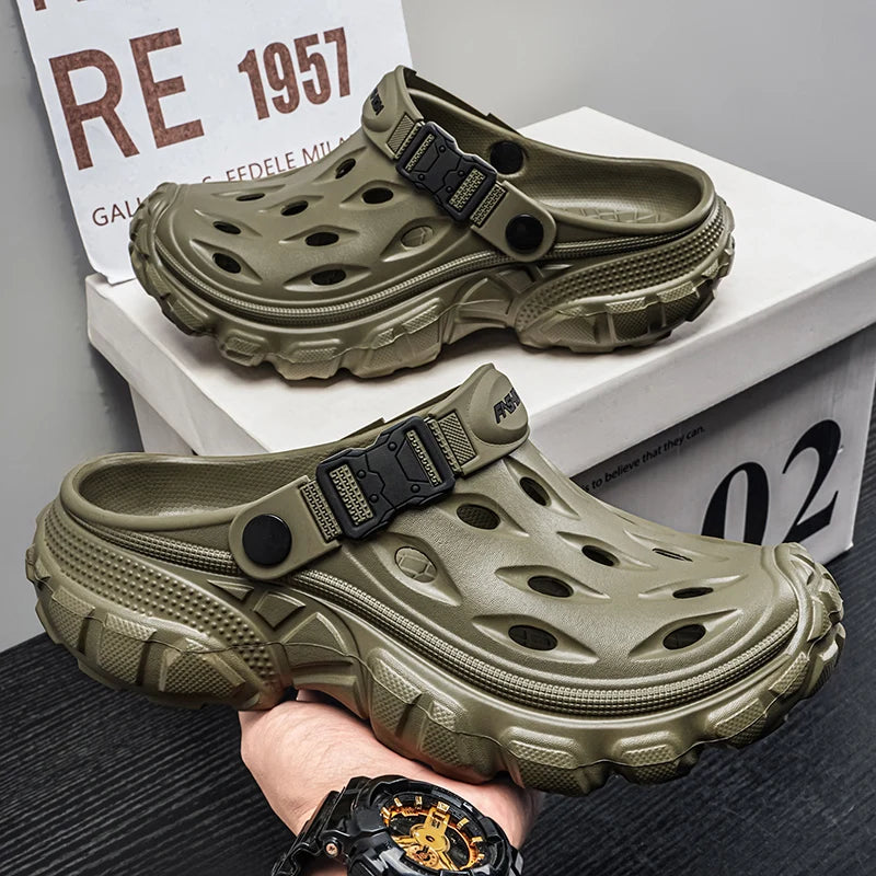 Summer Casual Sandals Men Outdoor Slippers Flat Mens Flip-flop Lightweight Beach Shoes Indoor Home Anti-slip Bathroom Slides