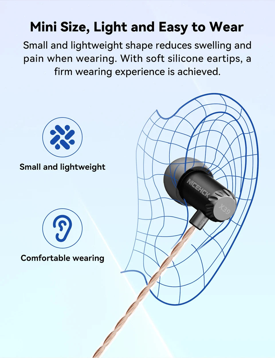 NICEHCK X39 IEM Aluminum Alloy Shell HIFI Microphone Earbud 6mm Titanium Plated Dynamic Headset Bass Vocal DJ In-ear Earphone