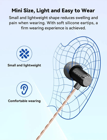 NICEHCK X39 IEM Aluminum Alloy Shell HIFI Microphone Earbud 6mm Titanium Plated Dynamic Headset Bass Vocal DJ In-ear Earphone