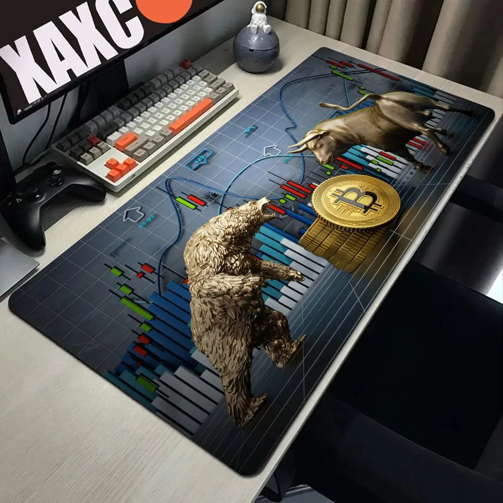 Computer Mouse Mat Stock Market Candle Chart Gaming Mouse Pad Gamer Locking Edge Computer Mousepad Game HD Print Keyboard Pads