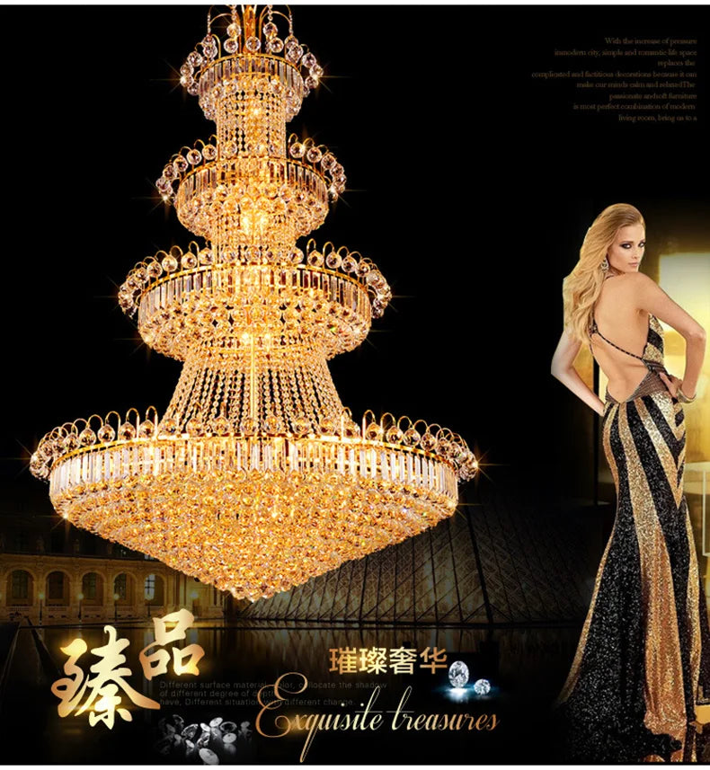 Luxury Crystal Chandeliers Villa Loft Living Room Decorate Lighting Chandelier Ceiling Lights Hotel Pendant Light Indoor Fixture