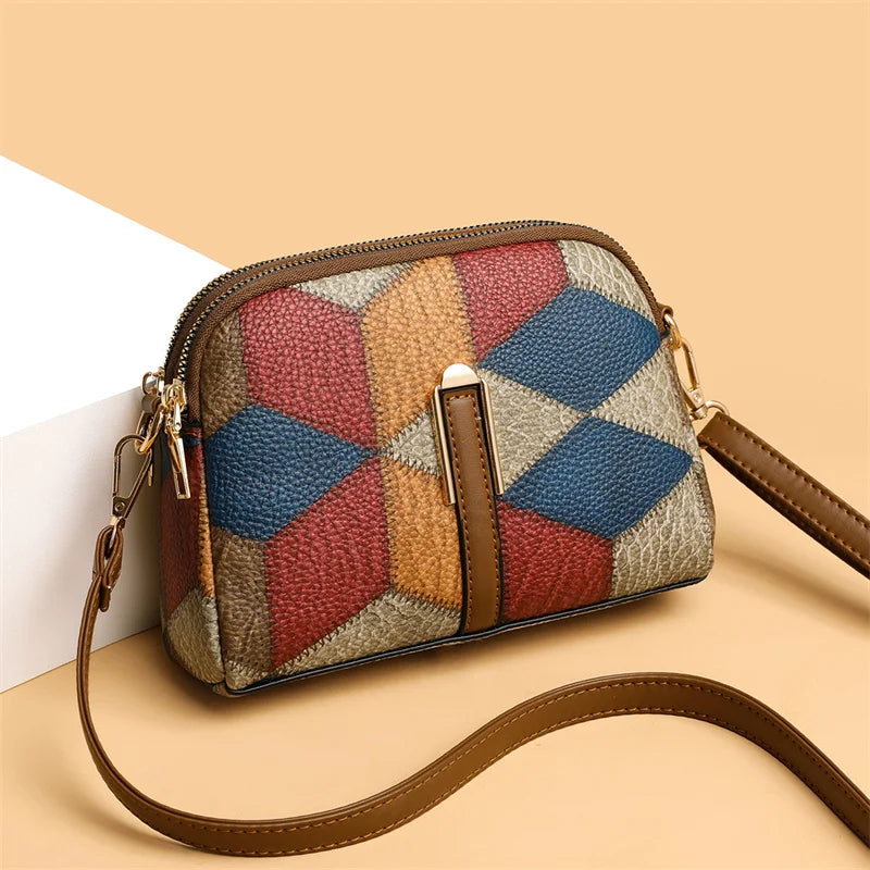 Vintage Female Shoulder Bags Fashion Shell Bag Patchwork PU Leather Women Bag Hobo Ladies Handbag Big Casual Tote Bags