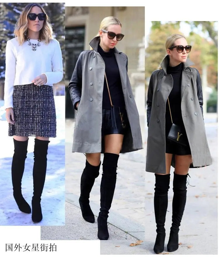 Women's Boots 2026 Autumn and Winter New European and American Style Plus Size Knee High Boots High Heels Round Toe Frosted Boot