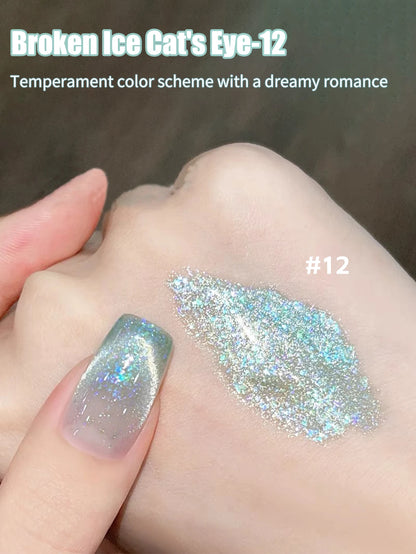 1-24pcs WS Romantic Purple Cat Eye Gel Nail Polish New Style Super Flash Versatile Whitening Purple Glass Bead Cat Nail Salon