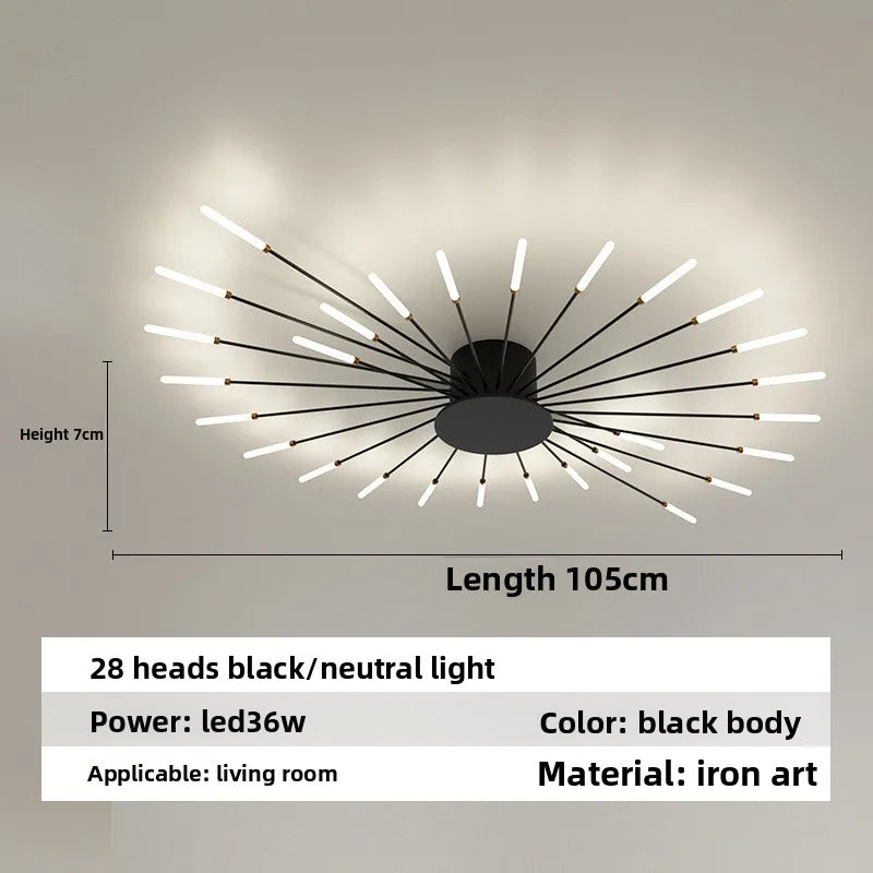 Minimalist LED Ceiling Lamp, Elegant Swirl Firework Design for Living Room, Bedroom, Dining Room