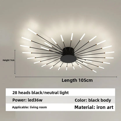 Minimalist LED Ceiling Lamp, Elegant Swirl Firework Design for Living Room, Bedroom, Dining Room