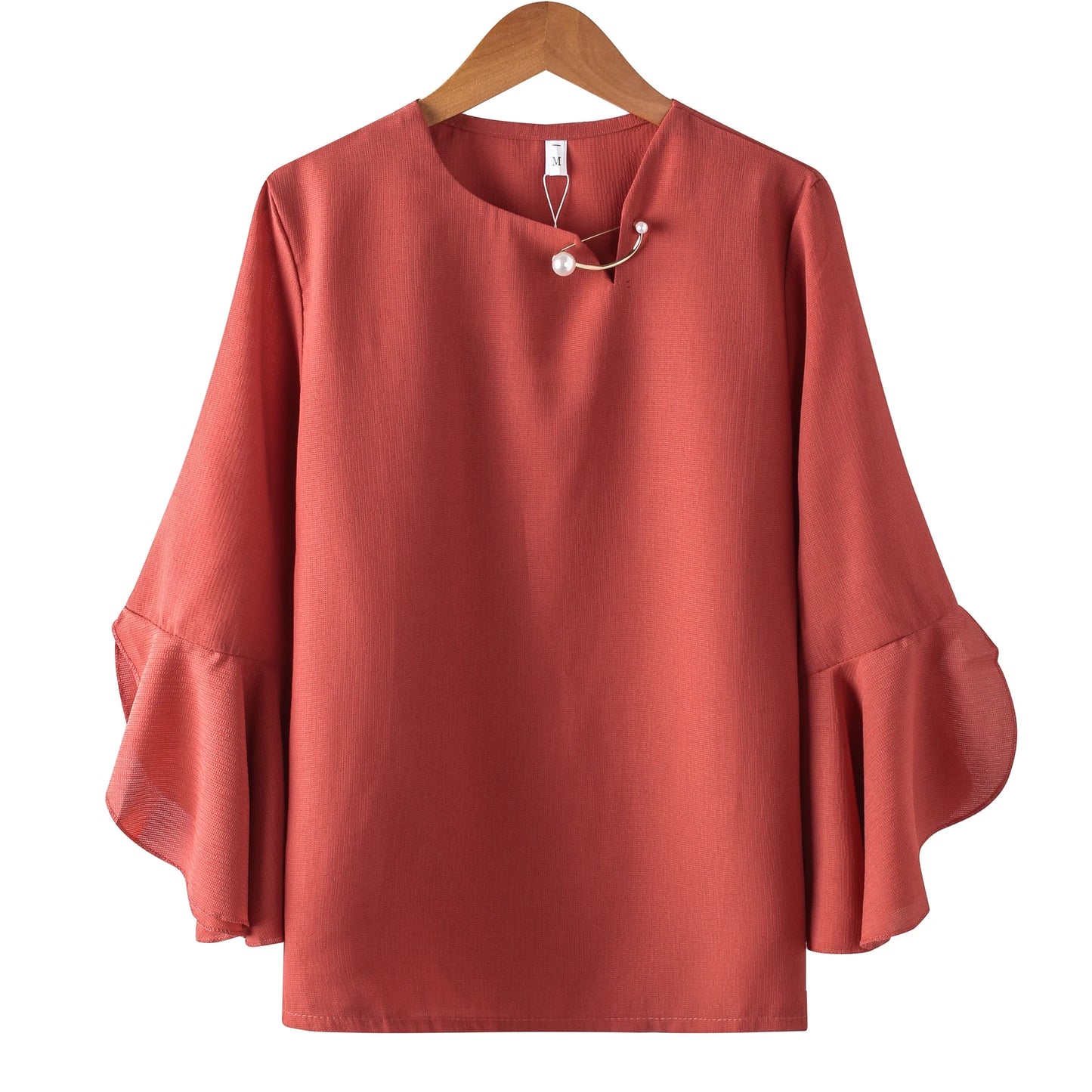 Seven-point Female Ruffled Sleeved Loose Shirt Chiffon Blouses