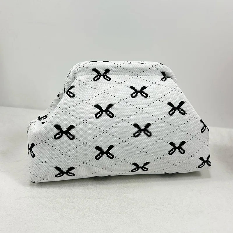 Woven Crochet Handbags for Women Summer Beach Clutch Bag Purses Knitting Dumpling Clutch Ruched Cute Cloud Casual Colorblock Bag