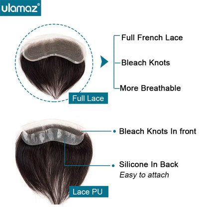 Full Lace V Style Shape Men's Front Hairline Natural Hairpiece Male Forehead Hairline Lace Pu Frontal Hair Patch For Men Blonde
