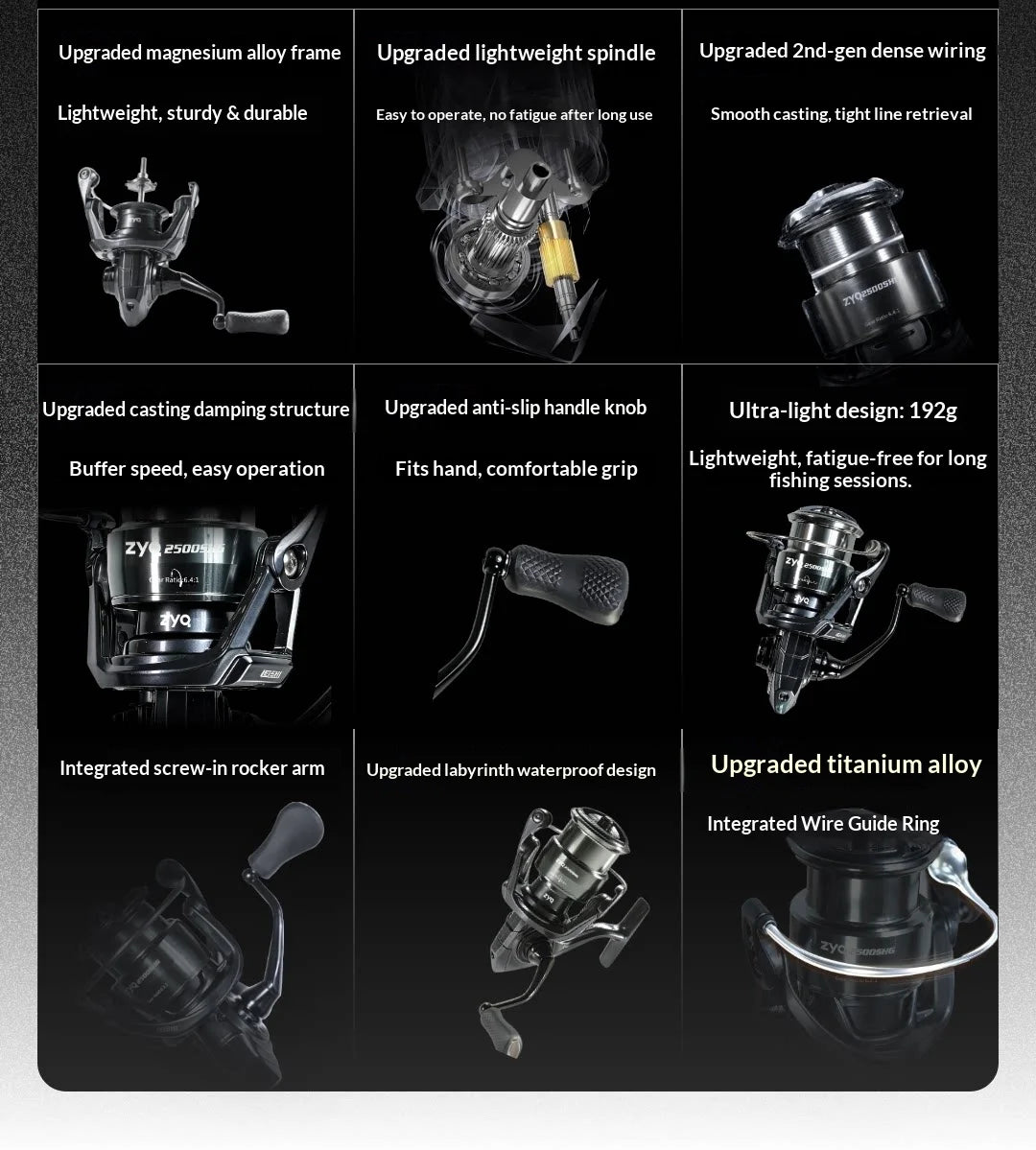 ZYQ Spinning Fishing Reel Leishi Pro Carbon Fiber Metal High Gear Ratio Shallow Spool Waterproof For Freshwater Saltwater Lure