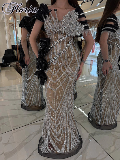 Vintage Mermaid Prom Dresses 2026 Off Shoulder Crystals Cocktail Dresses For Women Customized Dubai Evening Party Dresses