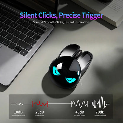 MOFII M6C Evil Rabbit Dual-mode Mouse, Black Cool Rabbit Shape, RGB Ambient Light, Silent Rechargeable, Multi-device Compatible