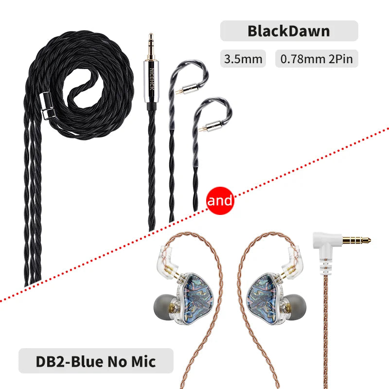 NICEHCK DB2 Wired Earbud IEM 1DD+1BA Hybrid Dual Driver HiFi Earphone With 0.78 2Pin Interface Warm Vocal Music In Ear Monitor