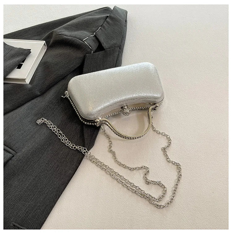 Super Exquisite Diamonds Frame Handbags Gold Silver Hasp Chains Designer New Style Shoulder Bags for Women 2025 Fashion Party