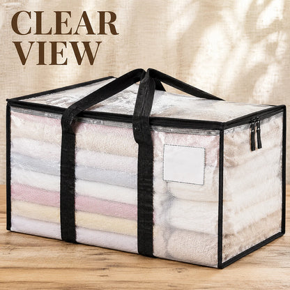 Zoyiancy 8 Pack 24 Gallon Clear Extra Large Moving Bags with Lids, Heavy Duty Clothes Storage Totes with Reinforced Handles for Home Storage Organization