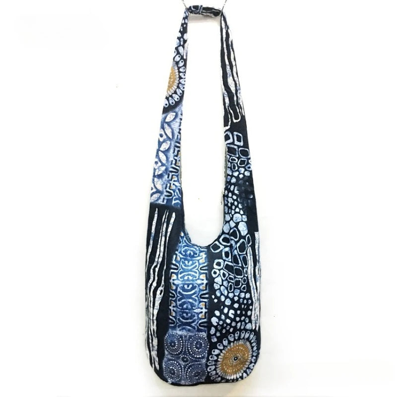 Bohemian Boho Crossbody Bag Women's Bucket Shoulder Bags Ladies Ethnic Canvas Casual Shopping Travel Messenger Bag Hippie Tote