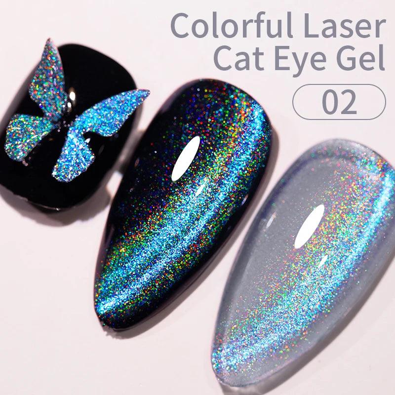 AWStorG 5ML Colorful Laser Cat Magnetic Gel Blue Glitter Shine Soak Off  Semi Permanent  UV Gel Nail Art Varnish Nail Supplies