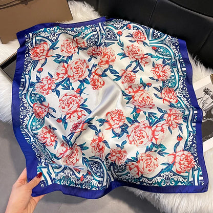2025 Korean Satin Silk Scarf 70cm Square Women Fashion Shawl Wrap Neckerchief New Elegant