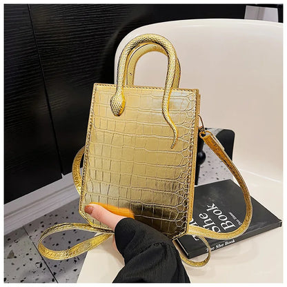 Stone Patterned Handbag for Women Glossy Purse and Handbags Crossbody Bags for Women Tote Bag PU Designer Bag Сумка Женская 2024