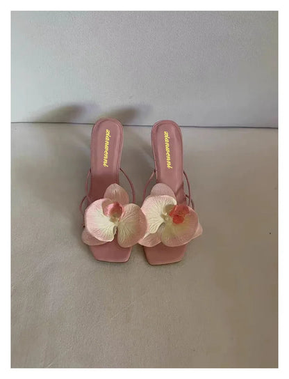 Spring and Autumn New Luxury Women's High Heels Sandals Elegant Style Flower Toe High Heels Slippers Casual Summer Women's Shoes