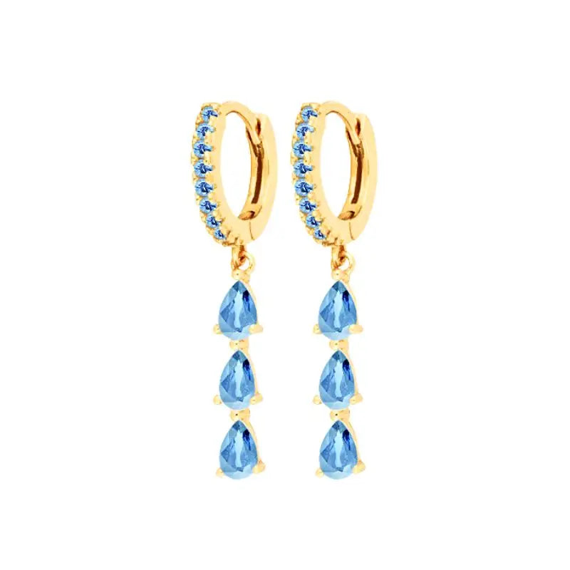 925 Sterling Silver Needle Light Blue Zircon Stud Earrings for Women Fashion Blue Enamel Pendant Earrings Luxury Jewelry Gifts