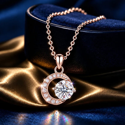 1.0ct Moissanite Necklace VVS1 D Color With Certificate 18K Gold Plated S925 Sterling Sliver Fine Jewelry for Woman Jewelry Gift