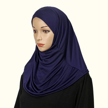 New Ready To Go Wear Instant Hijab for Women Solid Color Hemp Headscarf Neck Cover Sports Hijabs Pinless Islam Shawls and Wraps