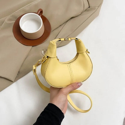 Simple Y2K Pu Leather Handbag Solid Color Minimalist Style Crossbody Bag Coin Purses Half-moon Crescent Bag Ladies