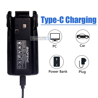 1/2Pcs Baofeng UV-82 Walkie Talkie 5/8W Tri-Power FM Radio Type-C Charger Dual PTT Dual Band VHF/UHF Two Way Camouflage For Hunt