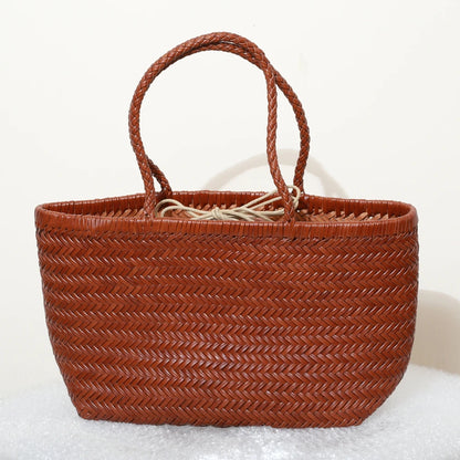 Handbags Women's Genuine Leather Shoulder Bag Weaving Casual Shopping Bag Vintage Big Tote Purse Cowhide Cross Hand Bags Lady