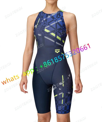 Women One Piece Swimwear Knee Length Swimsuit Bodysuit Swimming Pool Sports Professional Training Comfortable Swimwear 2026