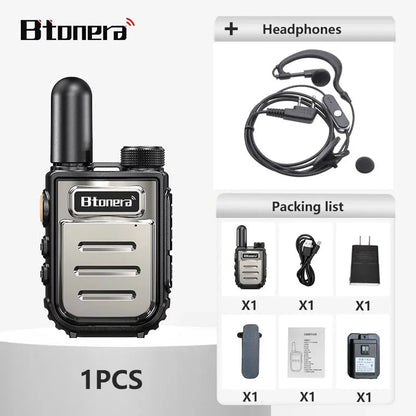 BTONERRA BT230  Mini Walkie Talkie TYPE-C Rechargeable  Handheld  1-3km Radio Transceiver Interphone Child Christmas Toys Gifts