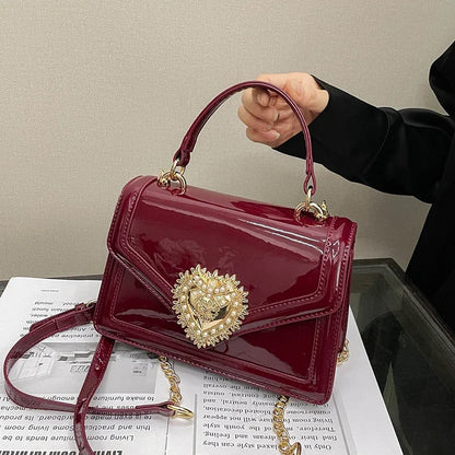Light Luxury Burgundy Handbags for Women Trendy Versatile Buckle Flip Shoulder Bags Female Casual Commuting Chain Crossbody Bag