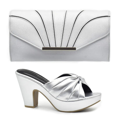 Italian Shoes and Bags Matching Set High Heels Women Wedges Shoes for Women Nigerian Party Women with Bag Set Plus Size Heels 42
