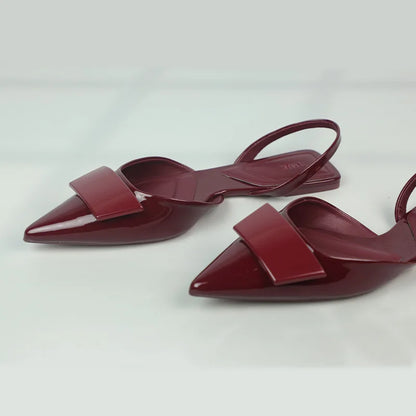 Women's Sandals Luxury Patent Leather Summer Flat Sandals Elegant Pointed Office Designer Shoes for Women New Square Dress Shoes