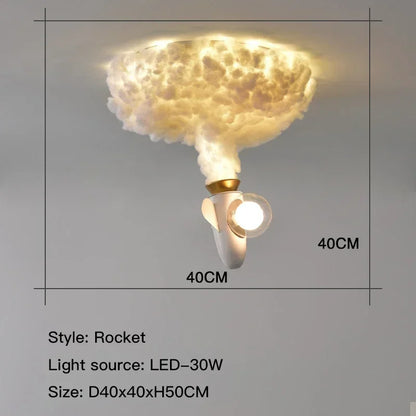 2025 Rocket Astronaut Ceiling Light For Bedroom Study Kids Nursery Modern Creative Led Cloud Led Lights Boys Children Room Light