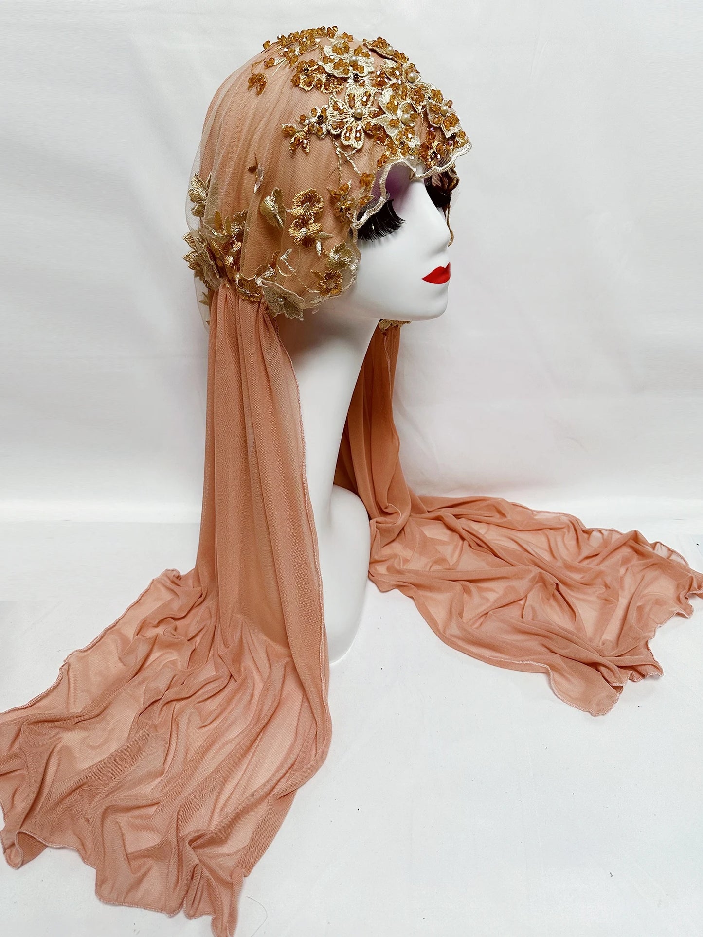 Hot Selling Luxury Design Handmade Beads Muslim Women Shawl Islamic Headtie Saudi Arabia Hijab Prayer Headwear for Women