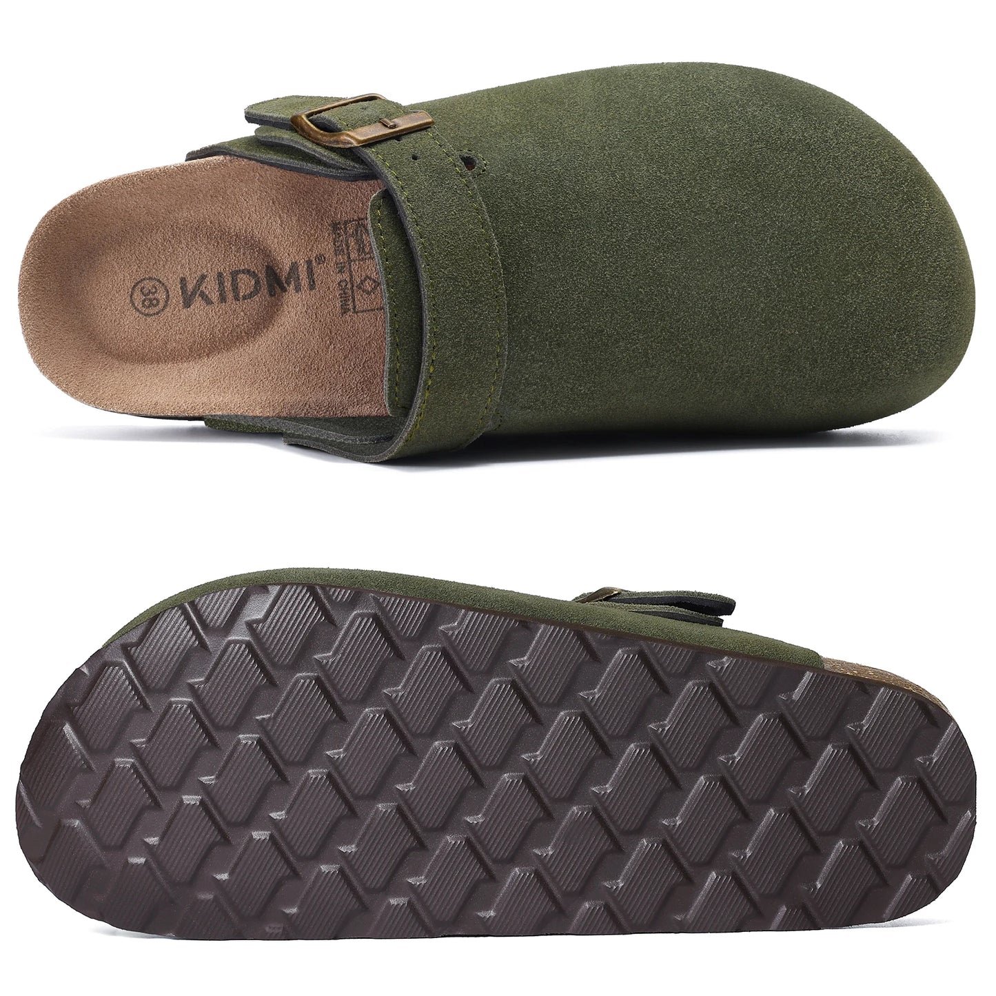 Kidmi New Cow Suede Women's Potato Shoes With Adjustable Strap Cork Insole Mules Outdoor Unisex Clogs Slippers With Arch Support