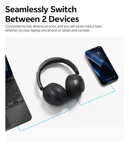 QCY H3S Over Ear Headphone Hi-Res LDAC Spatial Sound Headset H3S -56dB Adaptive ANC Wireless Earphone Bluetooth 6.0 102Hrs